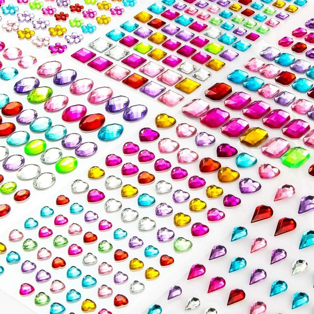 Multicolor Gem Sticker Assortment for Kids Crafts